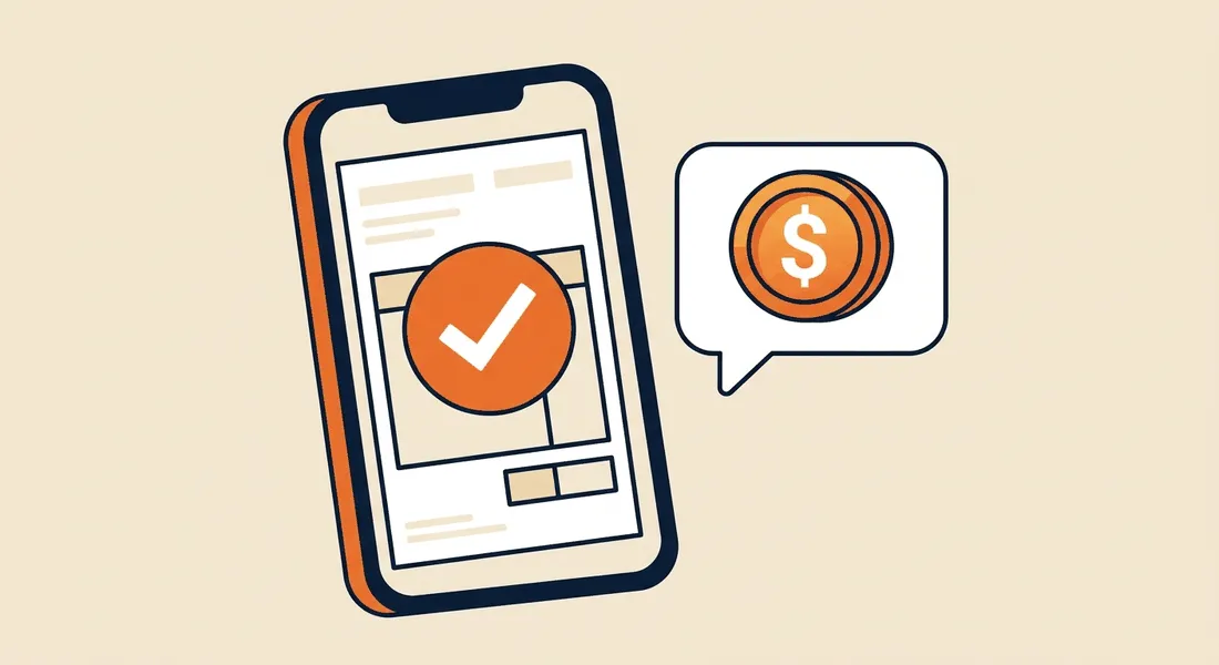 Celular con invoice pagada y mensaje con pago recibido